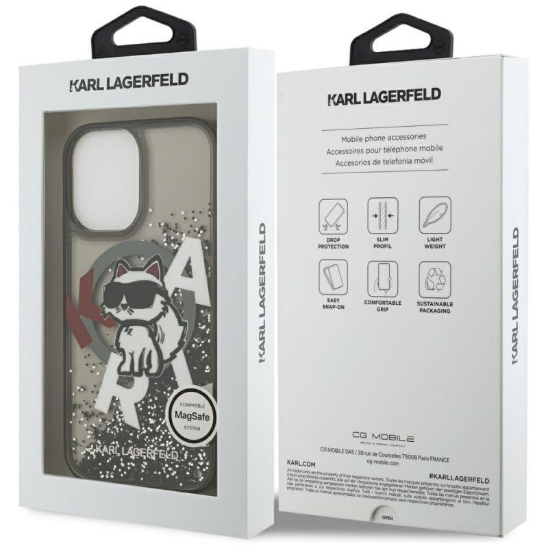 Husa MagSafe pentru Apple iPhone 17, Karl Lagerfeld, Liquid Glitter Logo Choupett