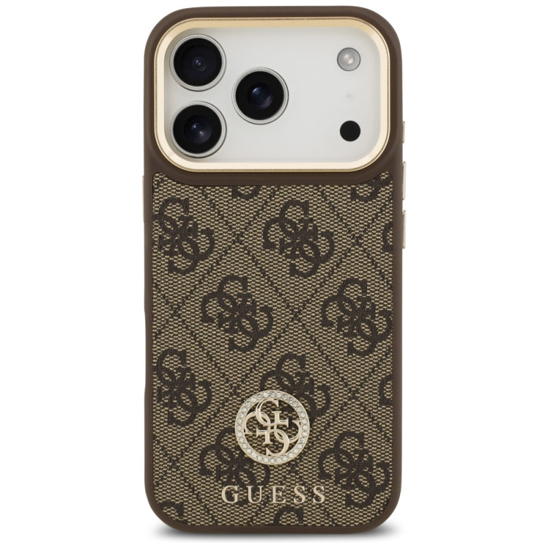 Husa MagSafe pentru Apple iPhone 17 Pro, Guess, 4G Strass Logo with Big Strap