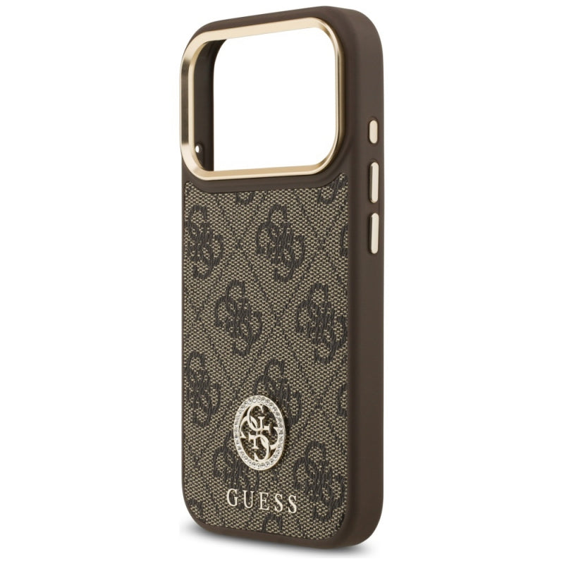 Husa MagSafe pentru Apple iPhone 17 Pro, Guess, 4G Strass Logo with Big Strap
