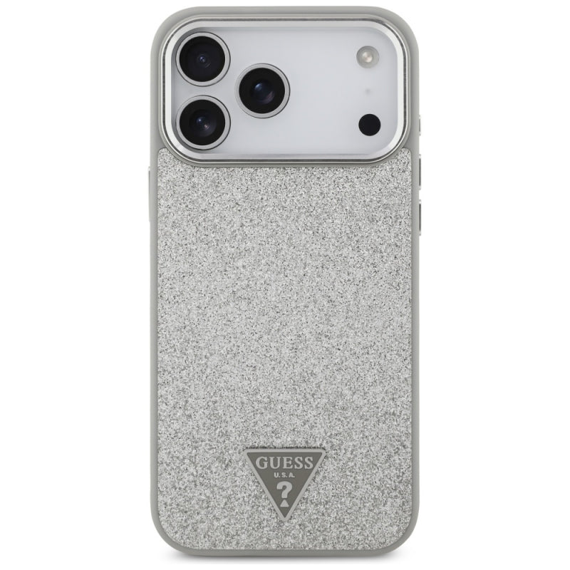 Husa MagSafe pentru Apple iPhone 17 Pro, Guess, Glitter Triangle Logo