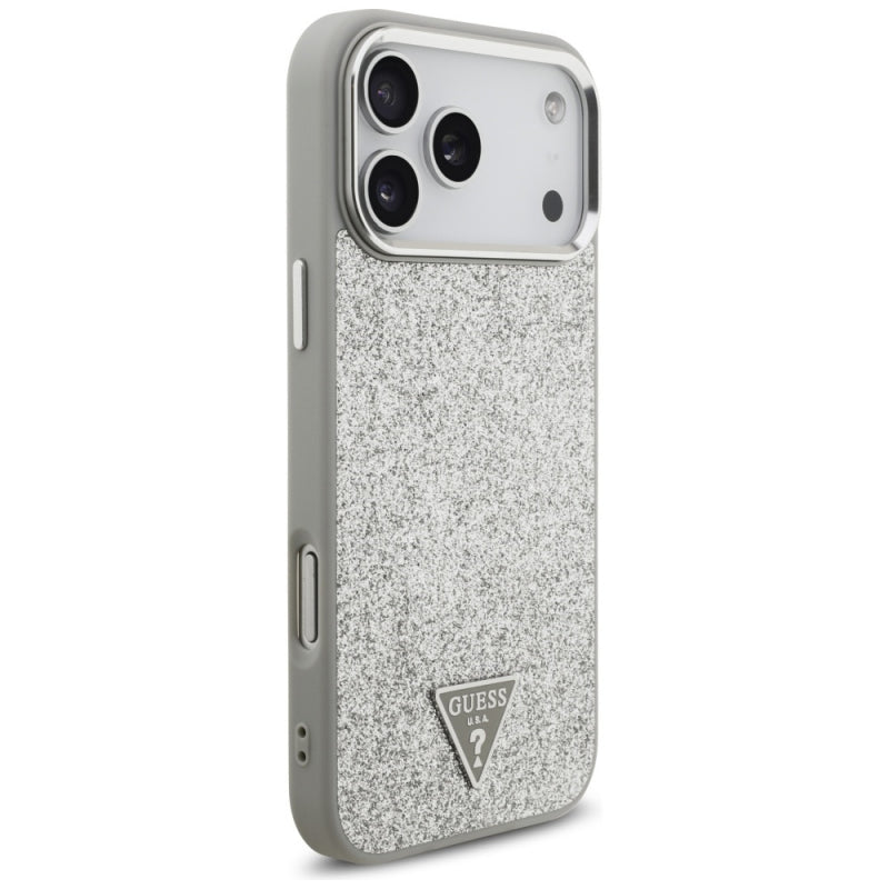 Husa MagSafe pentru Apple iPhone 17 Pro, Guess, Glitter Triangle Logo