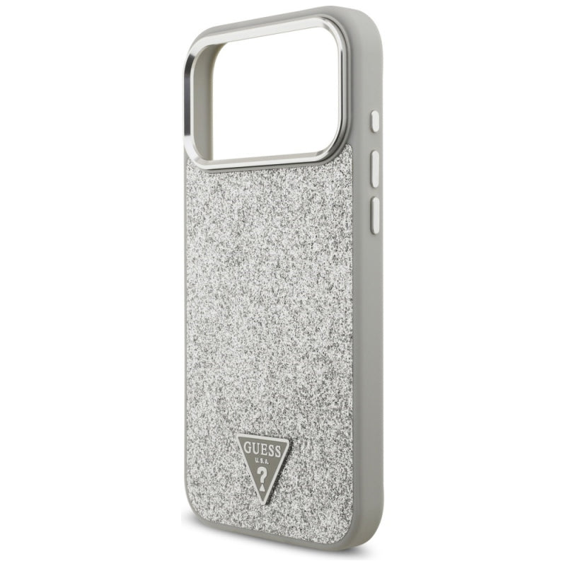 Husa MagSafe pentru Apple iPhone 17 Pro, Guess, Glitter Triangle Logo