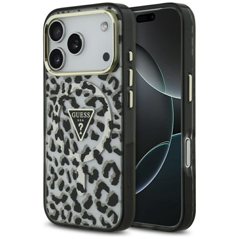 Husa MagSafe pentru Apple iPhone 17 Pro, Guess, Leopard Glitt