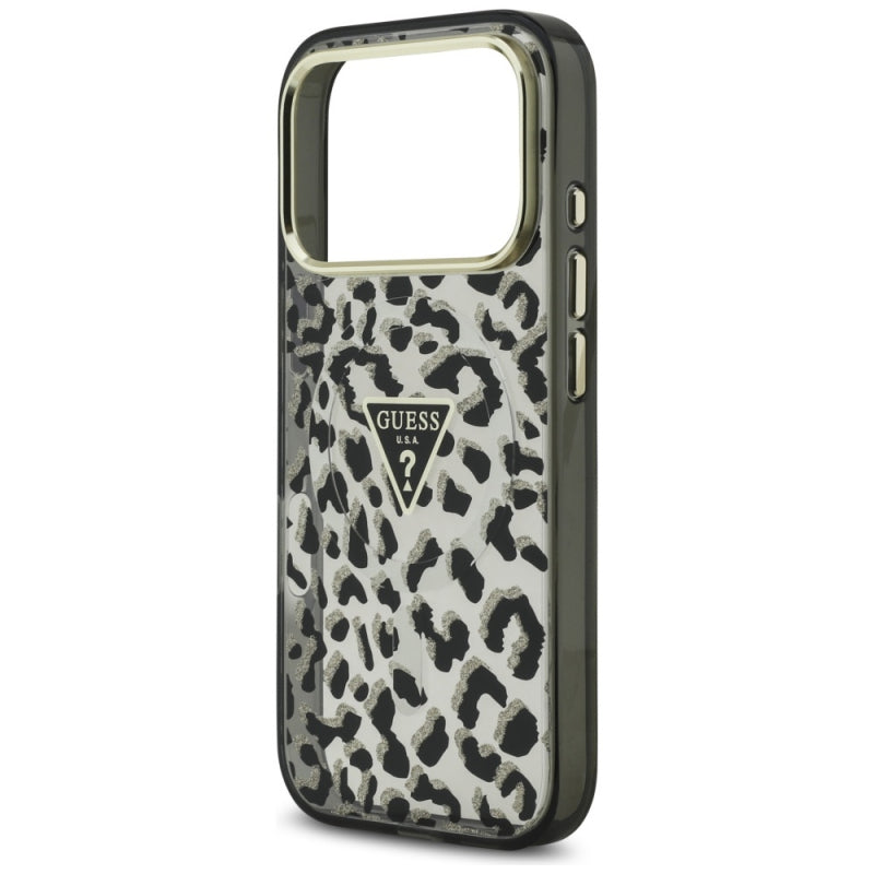 Husa MagSafe pentru Apple iPhone 17 Pro, Guess, Leopard Glitt