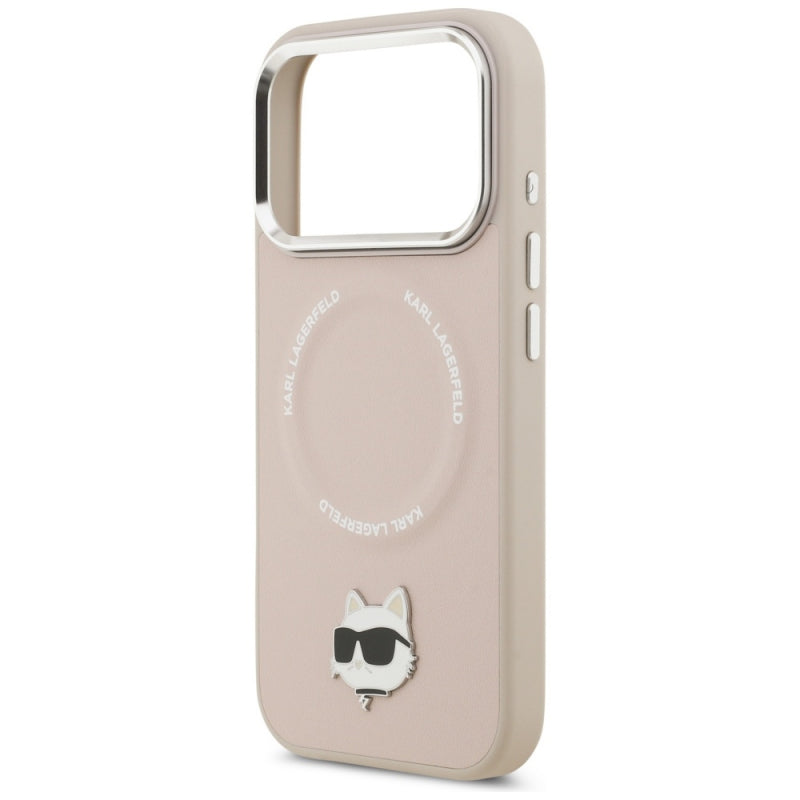 Husa MagSafe pentru Apple iPhone 17 Pro, Karl Lagerfeld, Choupette Pin - Roz - NotebookGsm