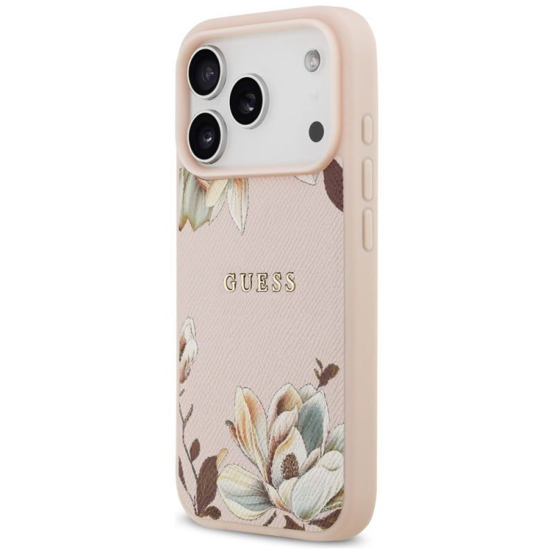 Husa MagSafe pentru Apple iPhone 17 Pro Max, Guess, Grained Flowers