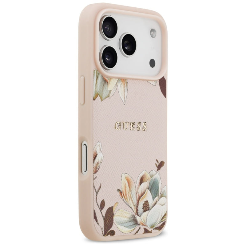 Husa MagSafe pentru Apple iPhone 17 Pro Max, Guess, Grained Flowers