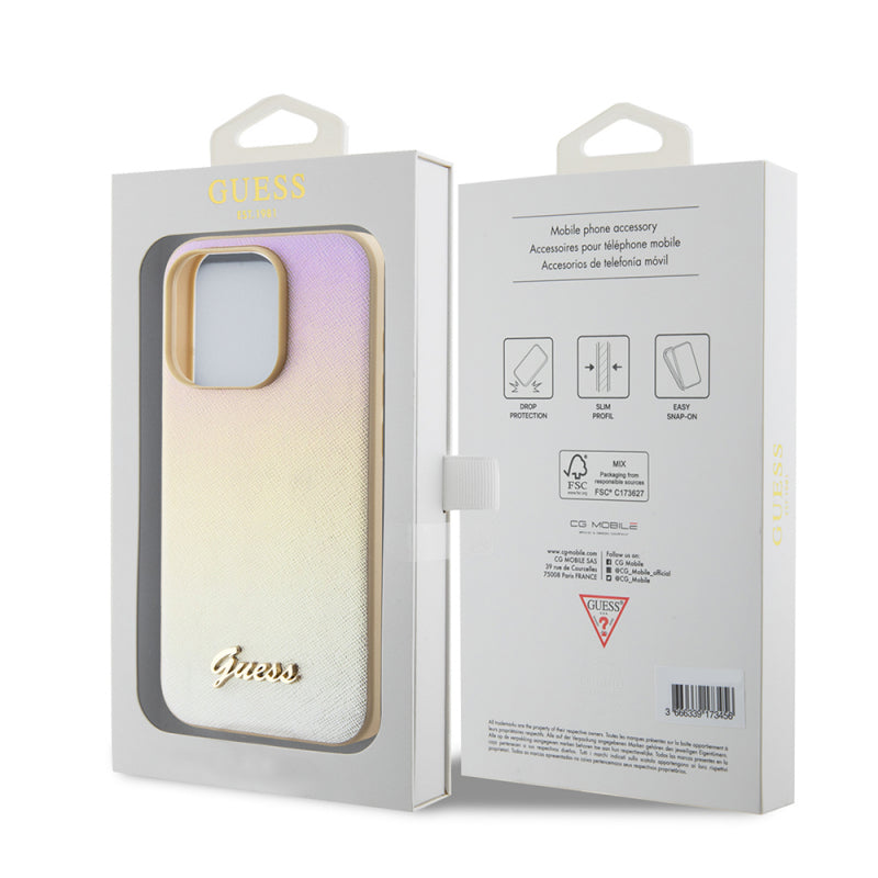 Husa pentru Apple iPhone 15 Pro Max, Guess, Saffiano Iridescent Script