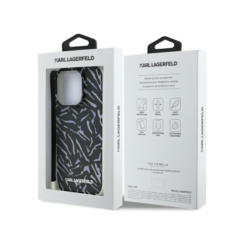 Husa pentru Apple iPhone 16 Pro Max, Karl Lagerfeld, Zebra with Cord Strap