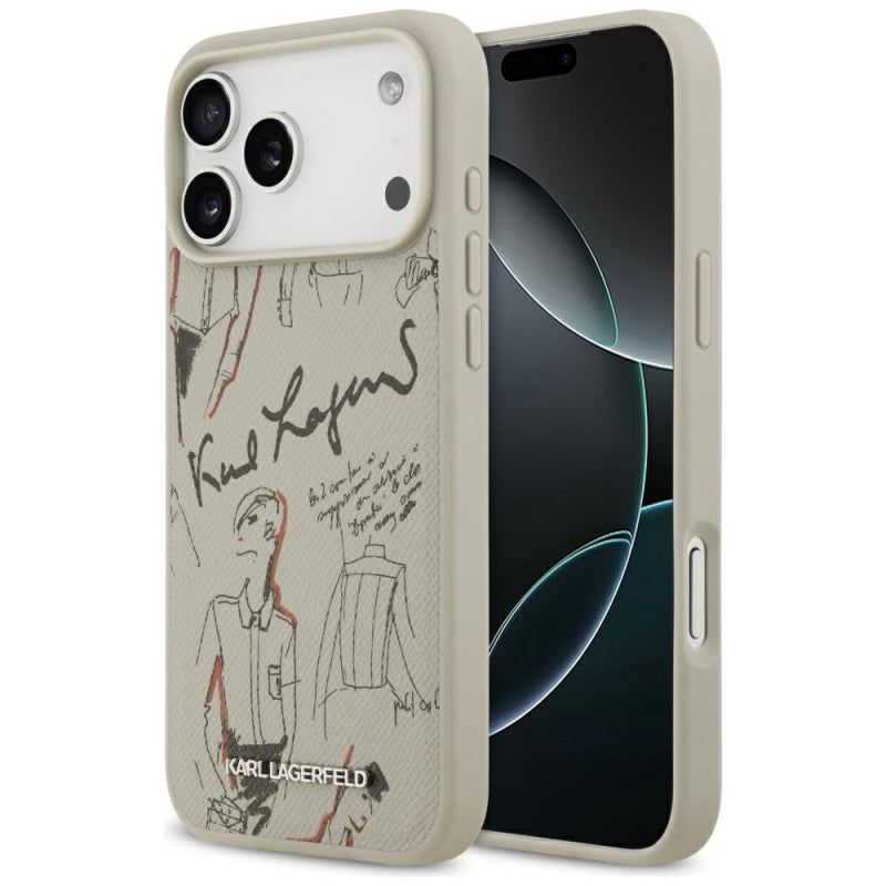 Husa pentru Apple iPhone 17 Pro Max, Karl Lagerfeld, Grained Pattern Logo