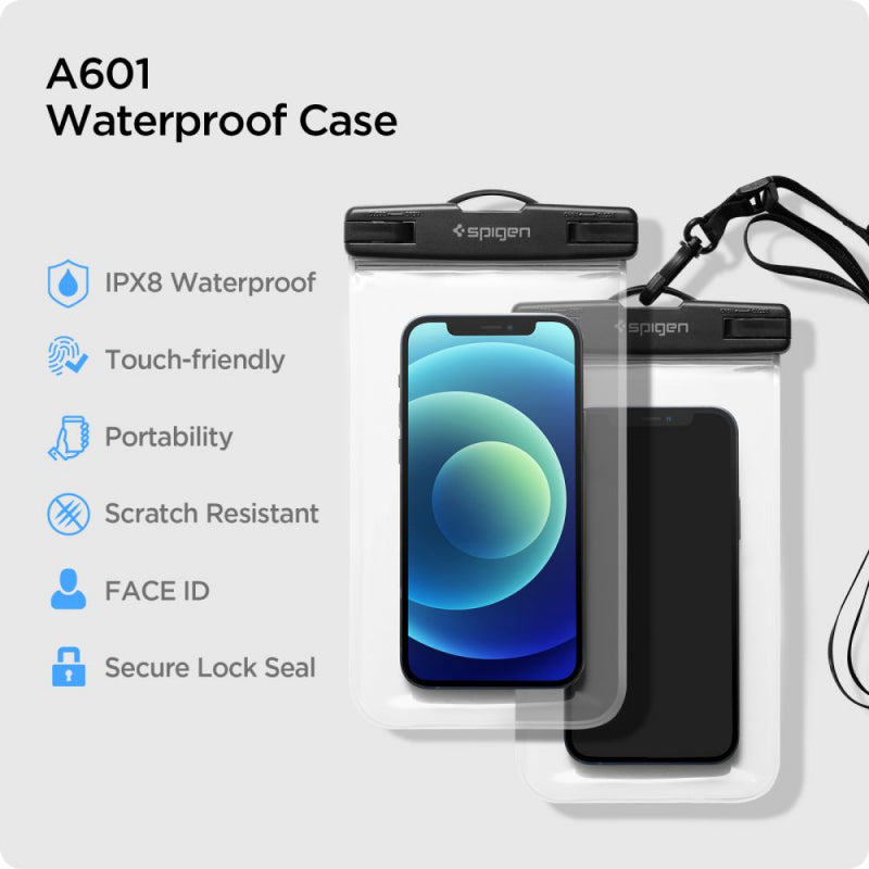 Husa Universala Waterproof pentru Telefon max. 3.5inch - 7inch, Spigen, A601, Set 2 buati