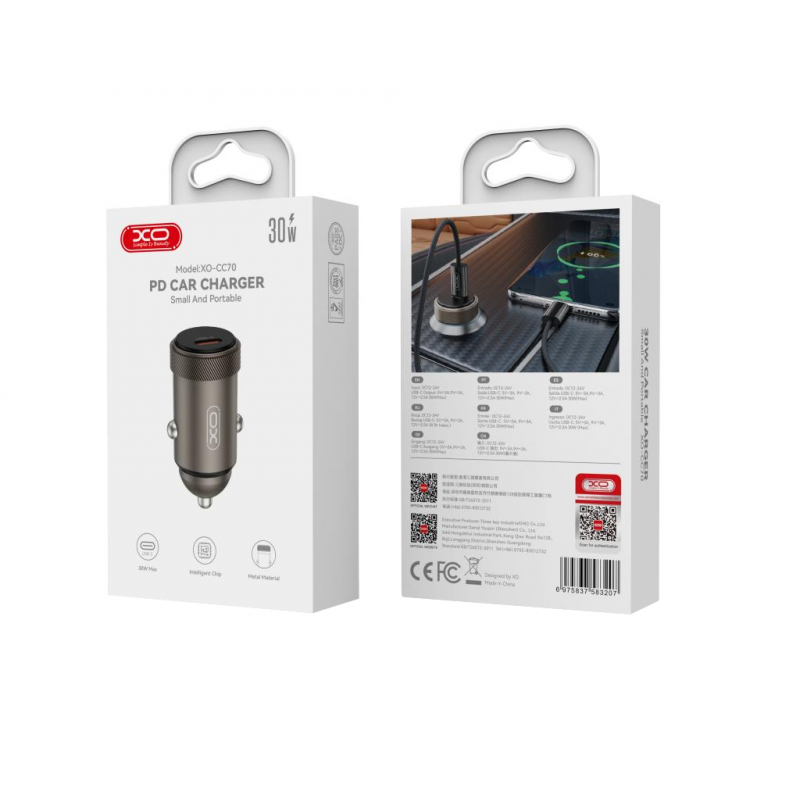 Incarcator Auto XO Design CC70, 30W, 3A, 1 x USB-C