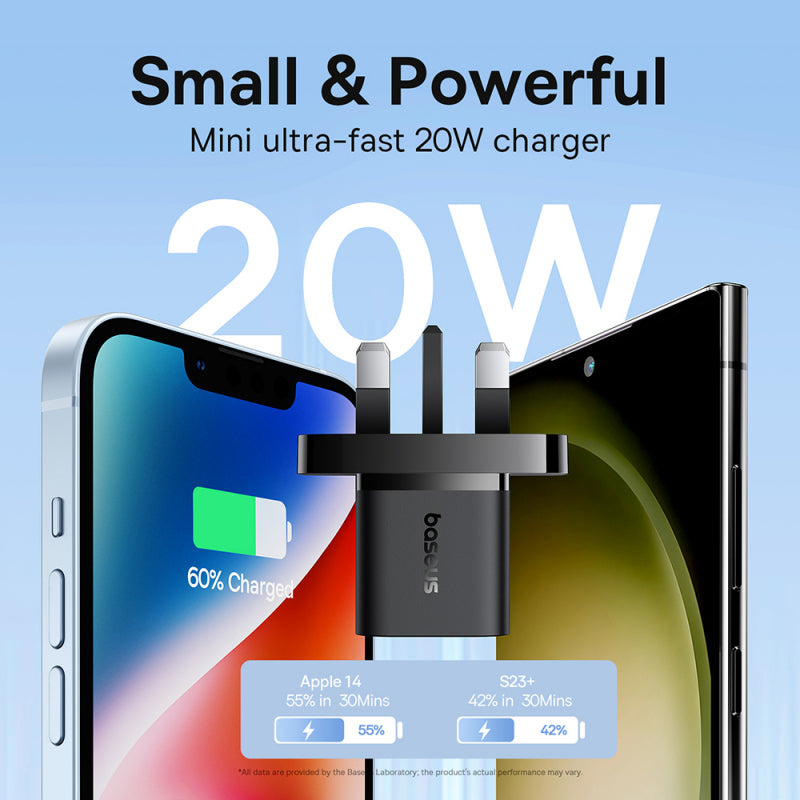 Incarcator Retea Baseus UK, 20W, 3A, 1 x USB-C, Negru P10110907113-00