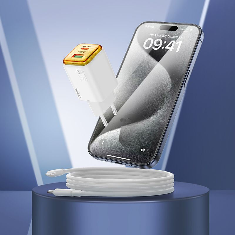 Incarcator Retea Cu Cablu USB-C HOCO N52, 20W, 3A, 1 x USB-A - 1 x USB-C