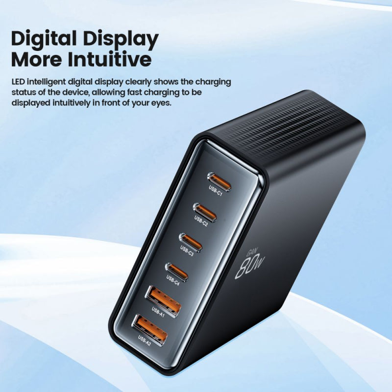 Incarcator Retea Tech-Protect DC80W, 80W, 3A, 2 x USB-A - 4 x USB-C