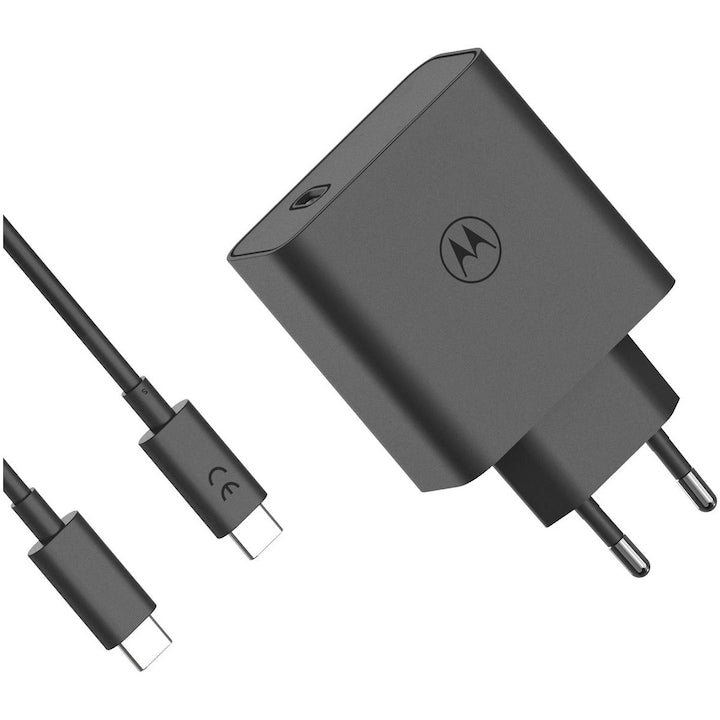 Incarcator retea original Motorola TurboPower 125W GaN, port USB Type-C, inclus cablu USB Type-C (6.5A), Negru
