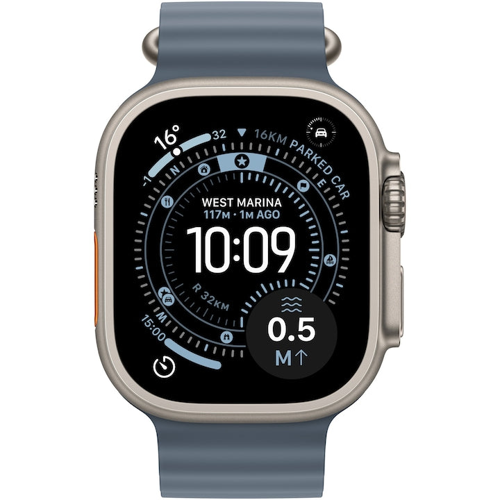 Apple Watch Ultra 3, GPS, Cellular, Carcasa Natural Titanium 49mm, Blue/Bright Blue Trail Loop - M/L