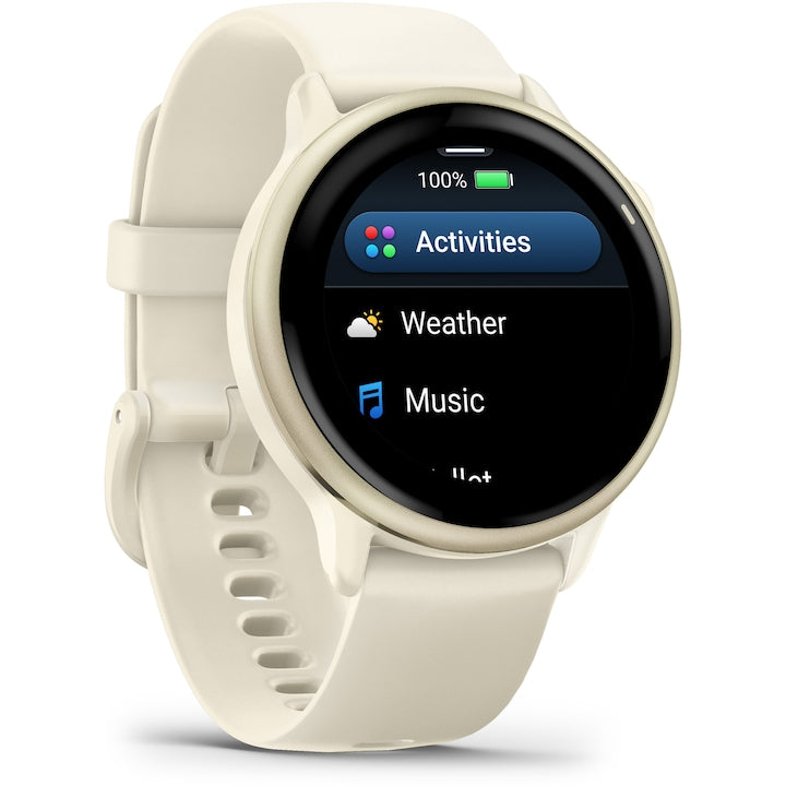 Smartwatch Garmin vivoactive 6, GPS, 42mm, curea silicon, Bone/Lunar Gold