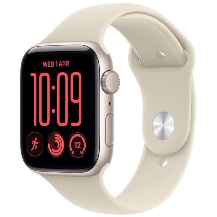 Apple Watch SE 3, GPS, Carcasa Starlight Aluminium 44mm, Sand Sport Band
