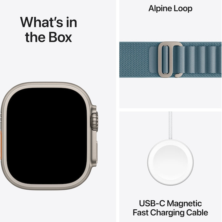 Apple Watch Ultra 3, GPS, Cellular, Carcasa Natural Titanium 49mm, Light Blue Alpine Loop - Medium