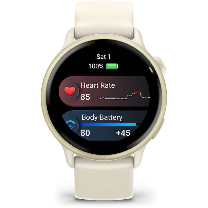 Smartwatch Garmin vivoactive 6, GPS, 42mm, curea silicon, Bone/Lunar Gold