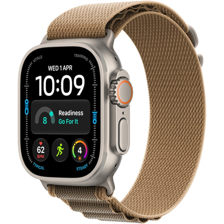 Smartwatch Apple Watch Ultra 4, GPS + Cellular, Carcasa Natural Titanium 49mm, Desert Alpine Loop