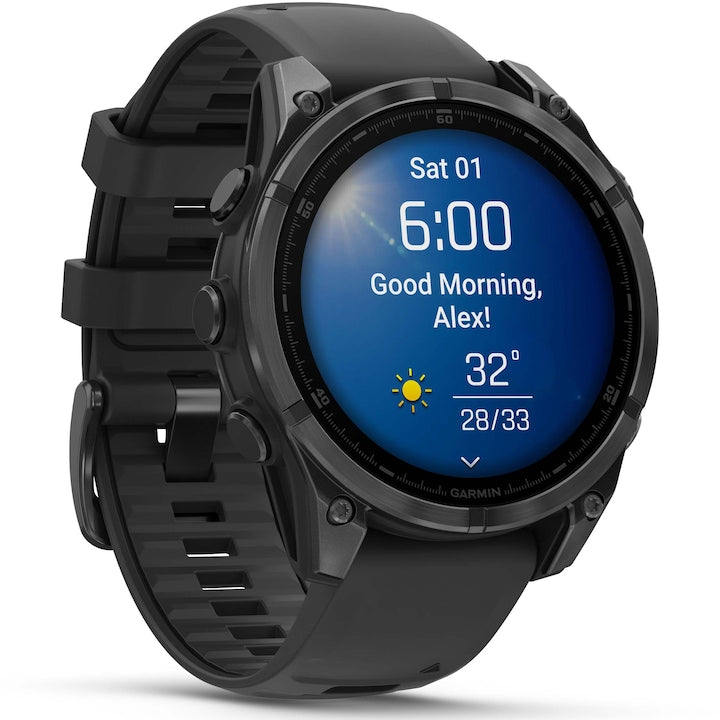 Ceas multisport / smartwatch Garmin fenix 8, 47mm, AMOLED, Slate Gray, Black Silicone Band