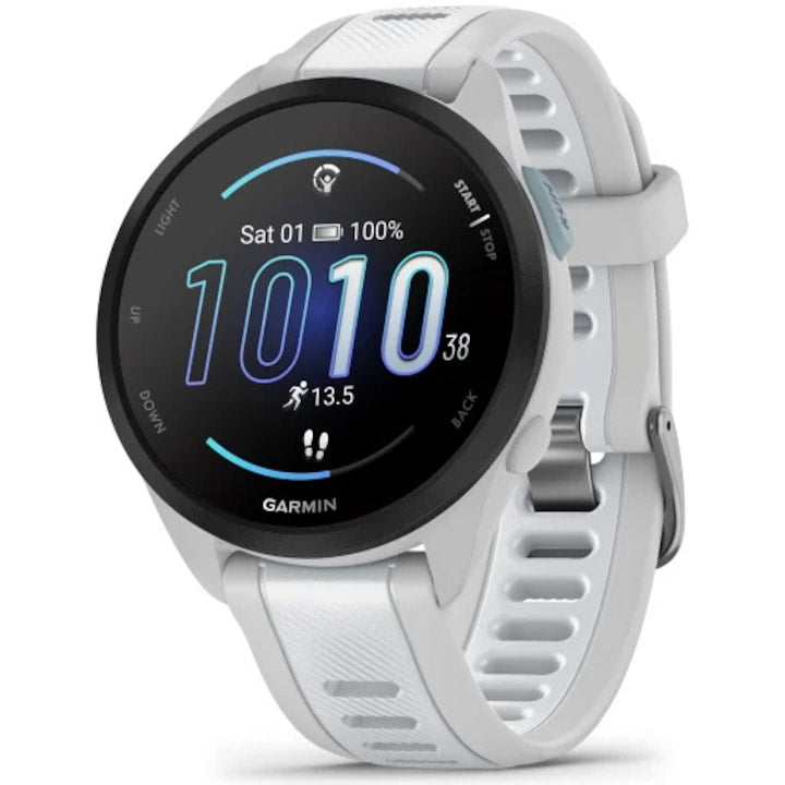 Ceas multisport / smartwatch Garmin Forerunner 165, curea Silicon, Mist Grey/Whitestone