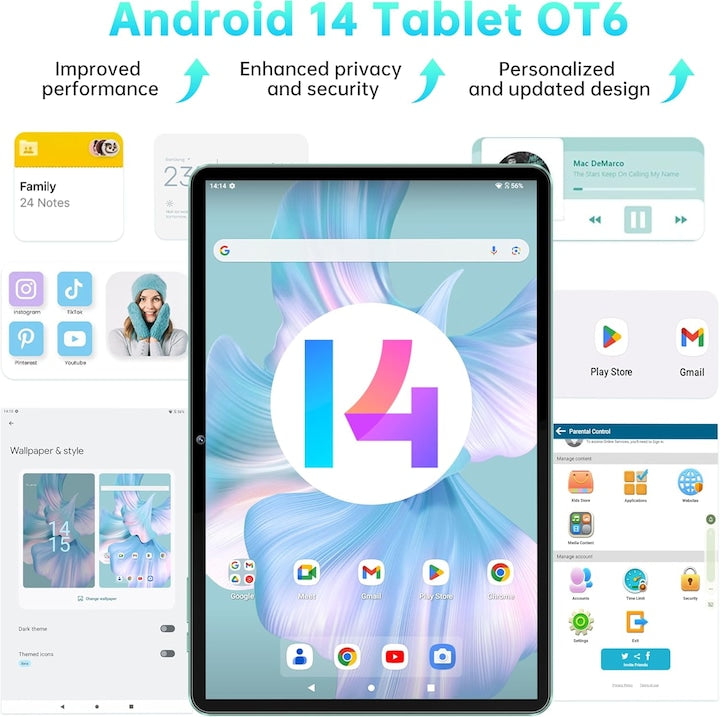 Tabletă Oukitel OT6, 10.1" FHD+, 4GB RAM (+12GB virtual), 64GB, Wi-Fi 6, Android 13, cu stilou – Subțire, rapidă și versatilă