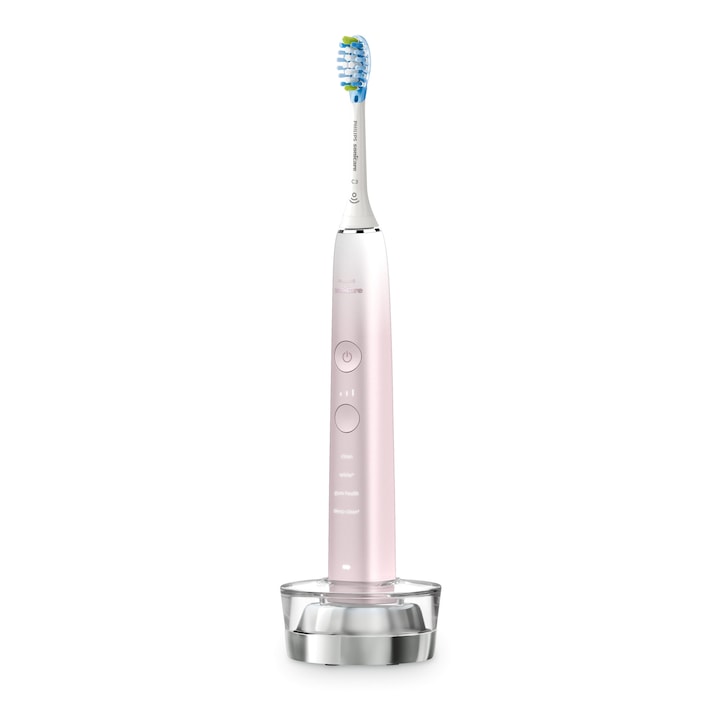 Periuta electrica sonica PHILIPS Sonicare DiamondClean Seria 9000 HX9911/79, 1 toc de transport, 4 capete C3, suport de incarcare, roz