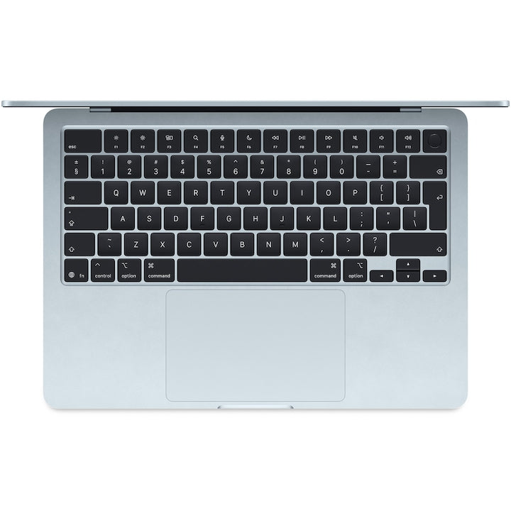 Laptop Apple MacBook Air 13", cu procesor Apple M4, 10 nuclee CPU si 10 nuclee GPU, 16GB RAM, 512GB, Sky Blue, Tastatura DE