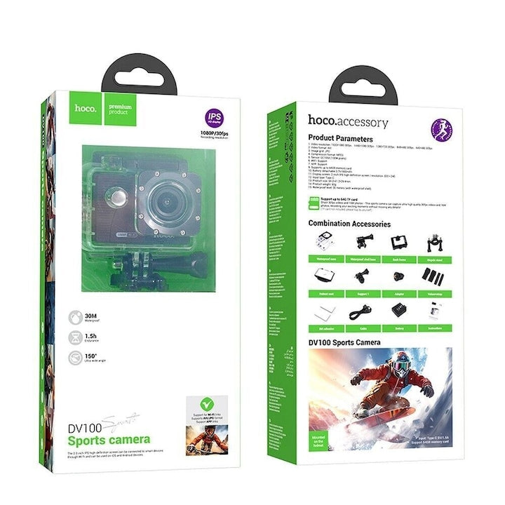 Camera Foto Sport, Hoco DV100, Suporta Card Memorie 64GB, Conexiune Wi-Fi, Rezolutie 1080P