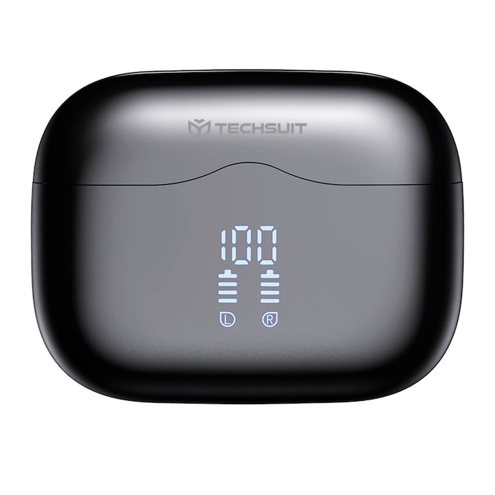 Casti audio Wireless In-Ear Techsuit®️ VelarX One cu Anulare Activa a Zgomotului, Bluetooth 5.4, Sunet Puternic Driver Audio 13mm si Sistem cu 4 Microfoane pentru Apeluri Clare (ENC) – Autonomie pana la 26 Ore. Universale