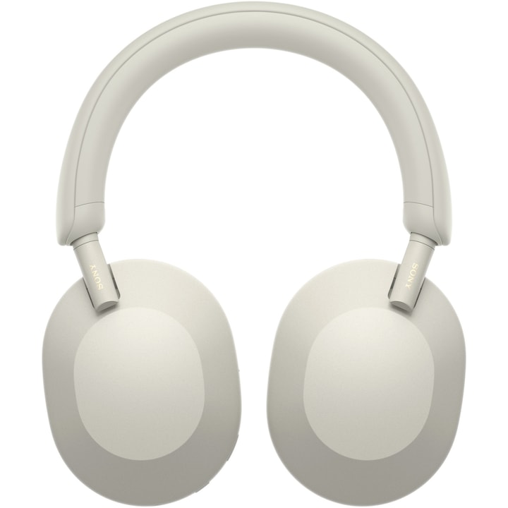 Casti Over the Ear Sony WH-1000XM5S, Wireless, Bluetooth, Noise cancelling, Autonomie baterie 30 ore, Microfon, Alexa si Google Assistant, Platinum Silver
