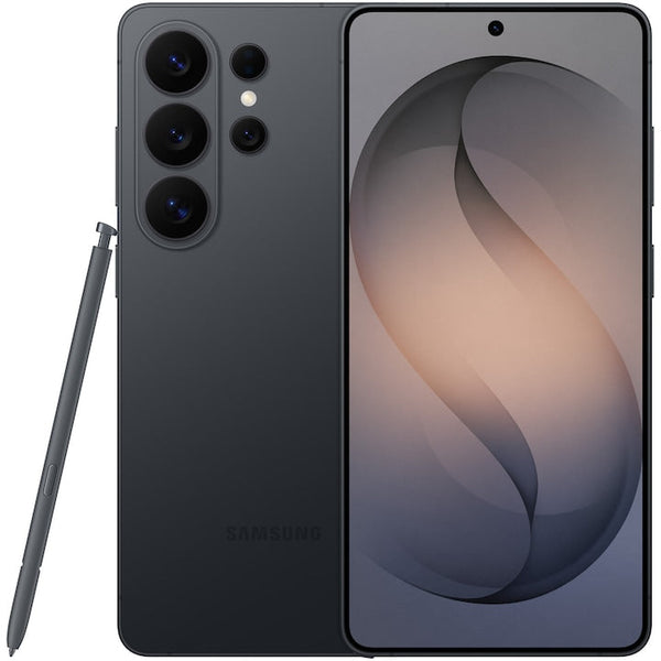 Samsung Galaxy S26 Ultra negru, vedere din spate și din față, cu creionul digital