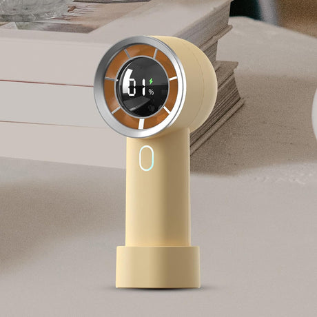 Techsuit Handheld Fan (HX130), Digital Display, Ultra Silent, 1200mAh, Galben