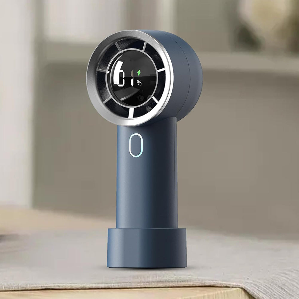 Techsuit Handheld Fan (HX130), Digital Display, Ultra Silent, 1200mAh, Albastru