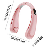 Techsuit Neck Fan (H6), Portable, USB, Rechargeable, Adjustable, Digital Display, 1200mAh, Roz