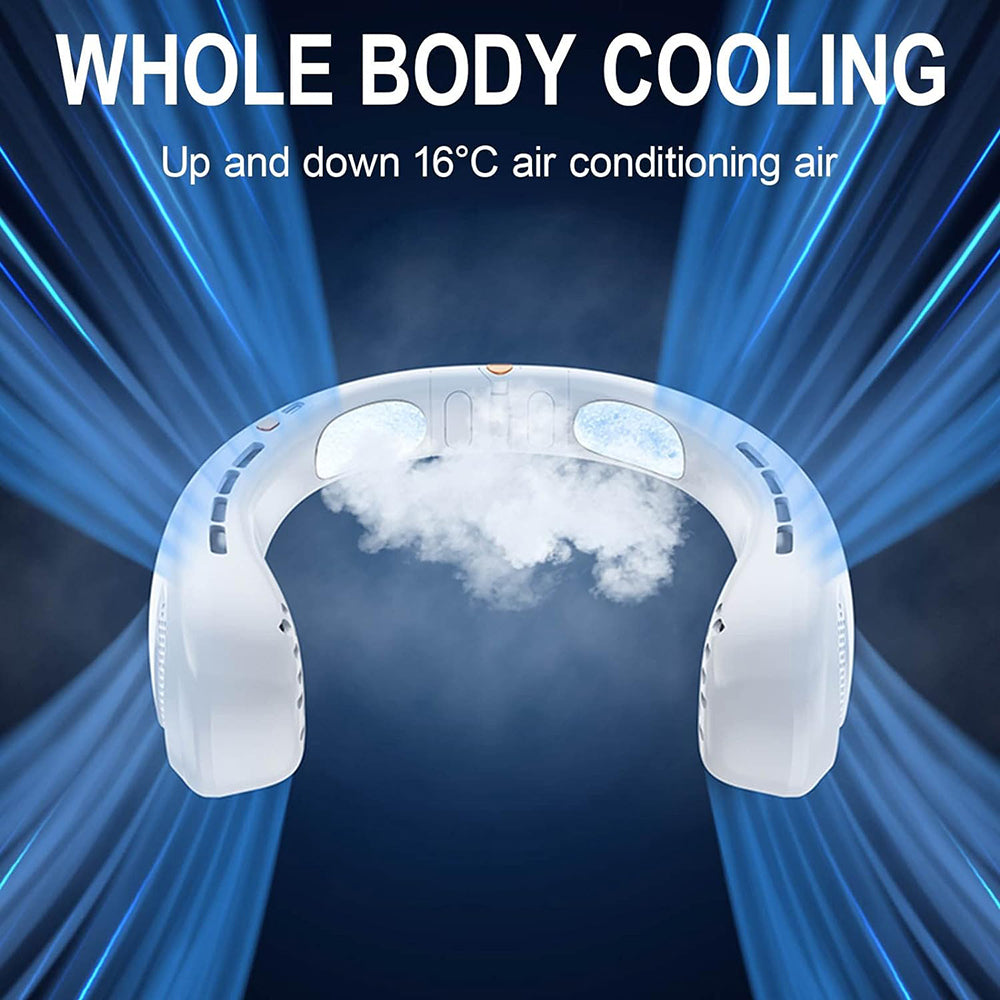 Techsuit Neck Fan (H6), Portable, USB, Rechargeable, Adjustable, Digital Display, 1200mAh, Verde