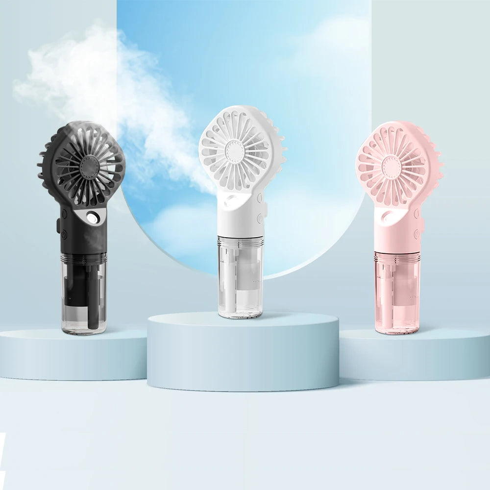 Techsuit Handheld Fan (G10), Portable, with Humidifier, Four Speeds, USB, Alb