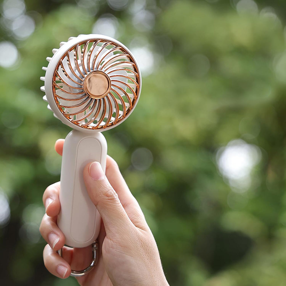 Techsuit Handheld Fan (A217), USB Rechargeable, Three Speeds, 1200mAh, Auriu Pink