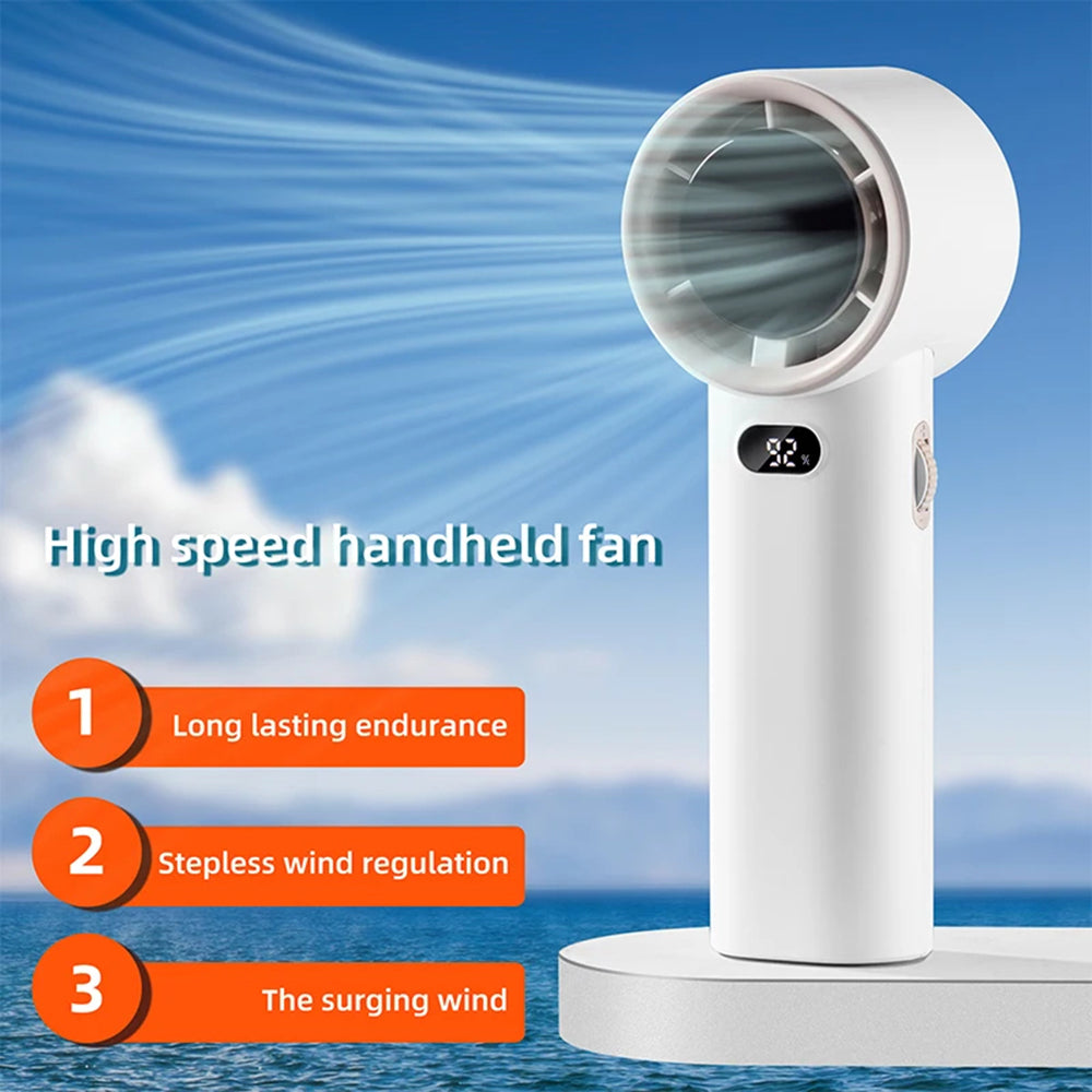 Techsuit Premium Handheld Fan (K38), Portable, Adjustable, Rechargeable, Digital Display, 4000mAh, Alb