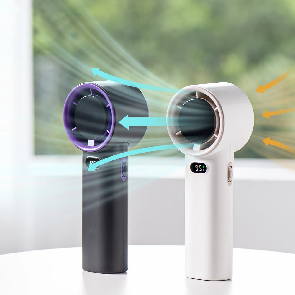 Techsuit Premium Handheld Fan (K38), Portable, Adjustable, Rechargeable, Digital Display, 4000mAh, Alb