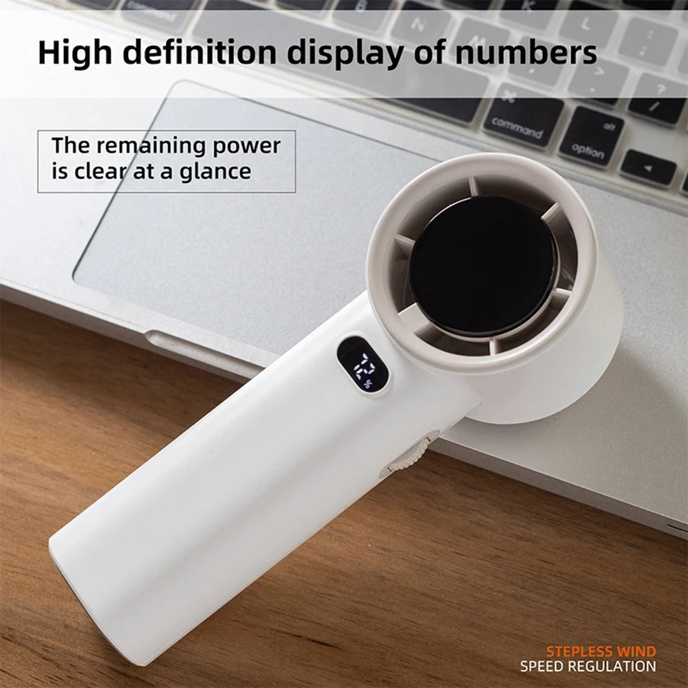 Techsuit Premium Handheld Fan (K38), Portable, Adjustable, Rechargeable, Digital Display, 4000mAh, Alb
