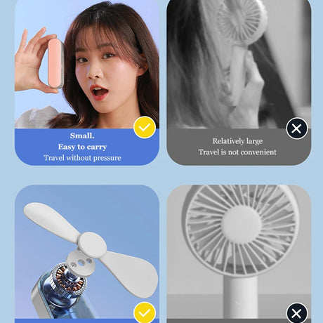 Techsuit Handheld Fan (TF1), Portable, for Pocket, Adjustable, Rechargeable, Silent, 1200mAh, Roz
