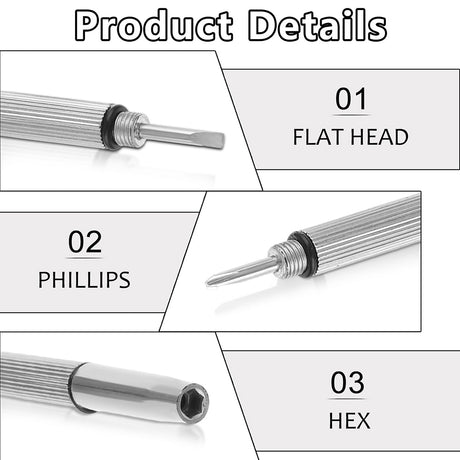 Techsuit Glasses Screwdriver with 4 Pairs of Silicone Nose Pads (ST1), from Metal, 6 x 0.5cm, Argintiu