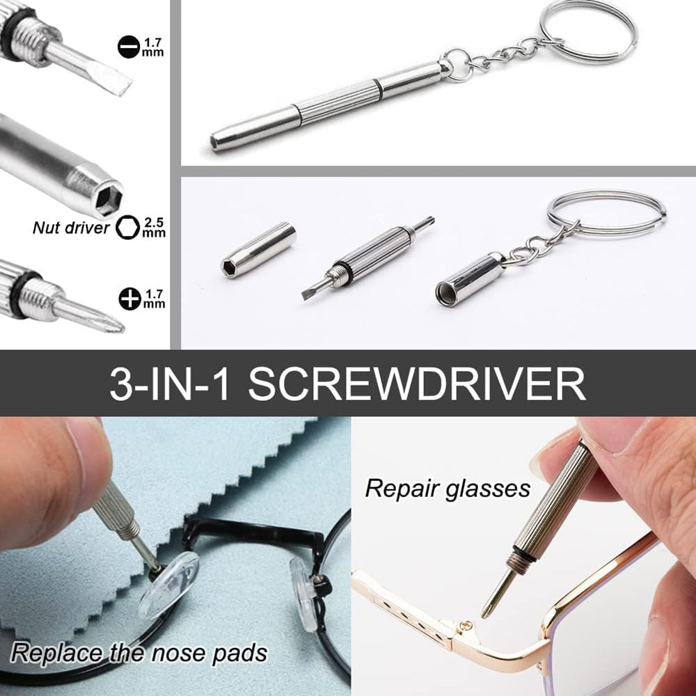 Techsuit Glasses Screwdriver with 10 Pairs of Silicone Nose Pads (ST1), from Metal, 6 x 0.5cm, Argintiu