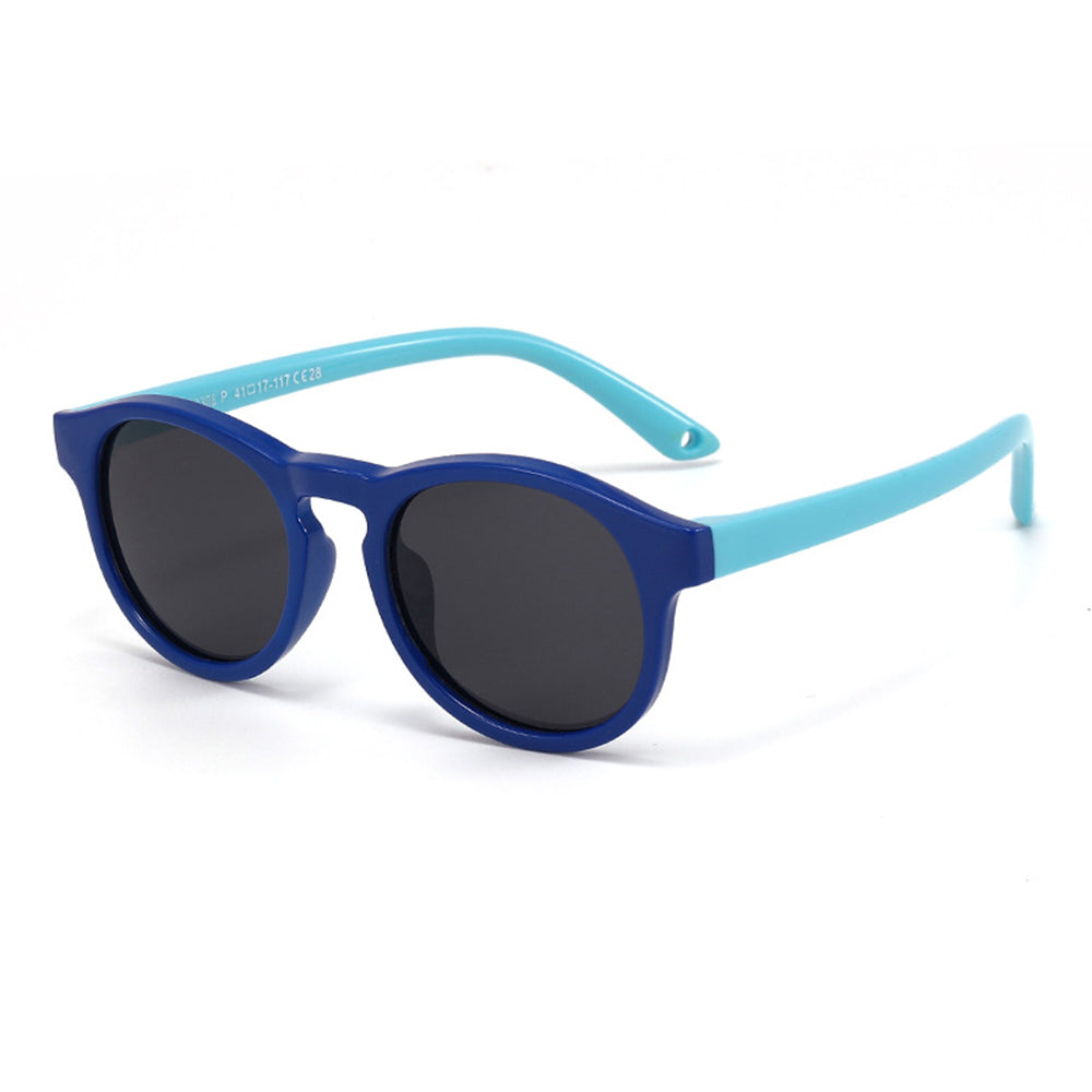 Techsuit Sunglasses Polarised (8308-C28), for Babies, Round Shape, with Strap, Albastru Inchis / Sky Blue