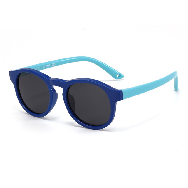 Techsuit Sunglasses Polarised (8308-C28), for Babies, Round Shape, with Strap, Albastru Inchis / Sky Blue