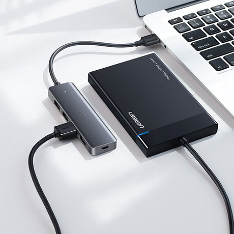 Hub/Dock Ugreen Docking Station CM219 (70336), Type-C to 4xUSB-A 3.0, Micro-USB Power Port, 5Gbps, Gri